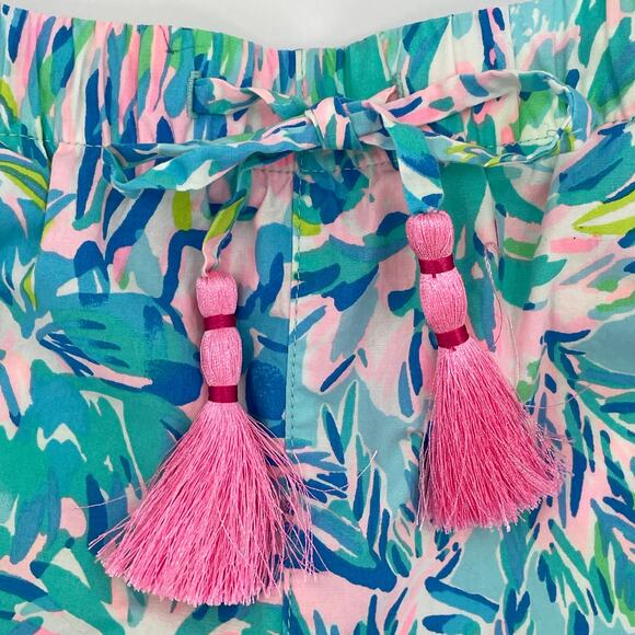 Lilly Pulitzer Ocean View Shorts, Blue Ibiza Cabana Print, Sz. S. Tropical Beach - Picture 6 of 8